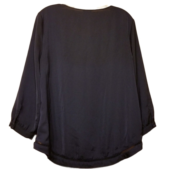 J. Crew Factory | Navy Blouse w/ Cutout Detail (Size Medium) - Picture 8 of 8